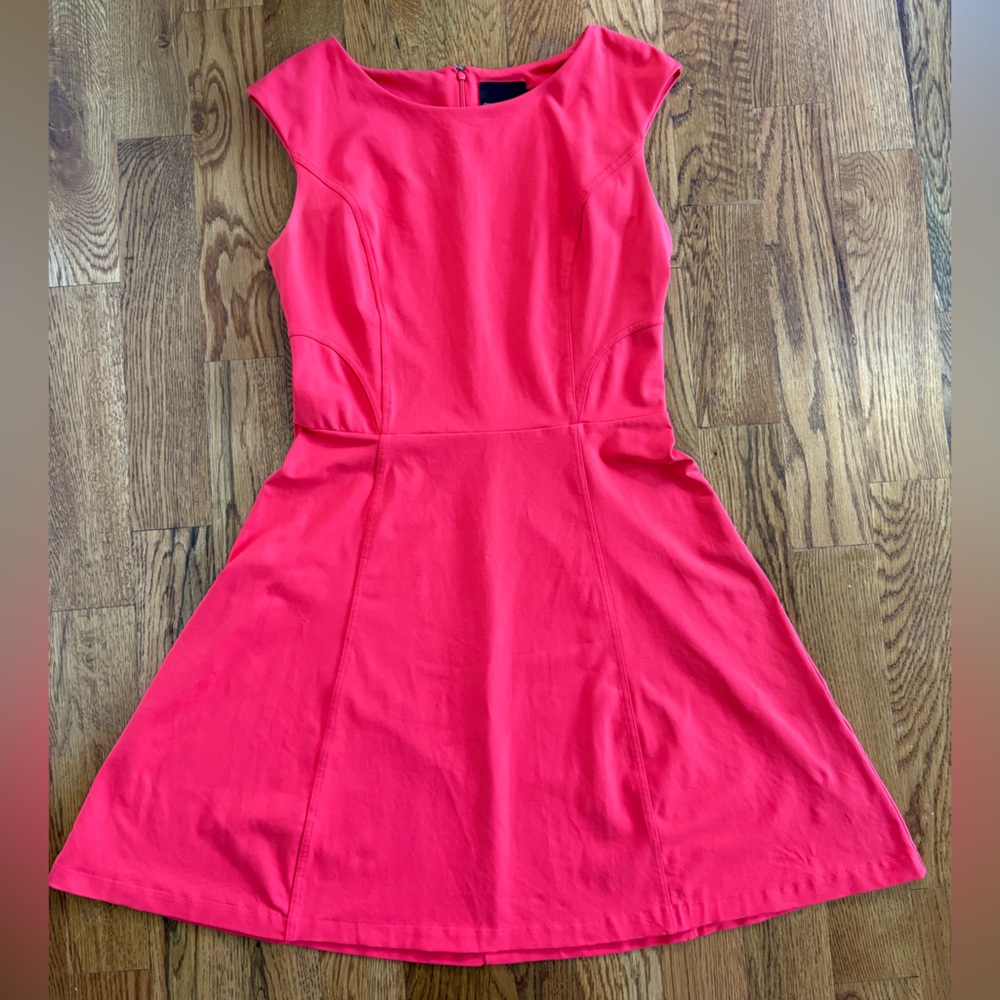 Cynthia Rowley Dress Fit & Flare Sleeveless Coral Orange Teacher Career Casual M